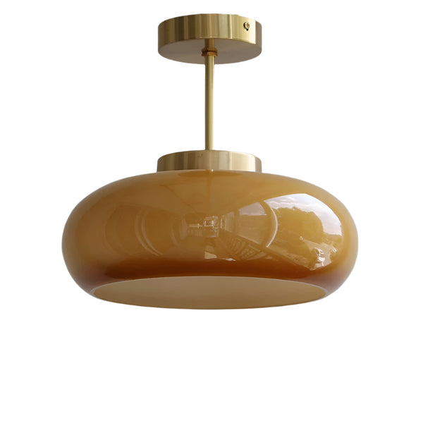 Domelight™ | 11" Vintage Semi Flush Deckenleuchte mit orangefarbenem Kuppelglasschirm